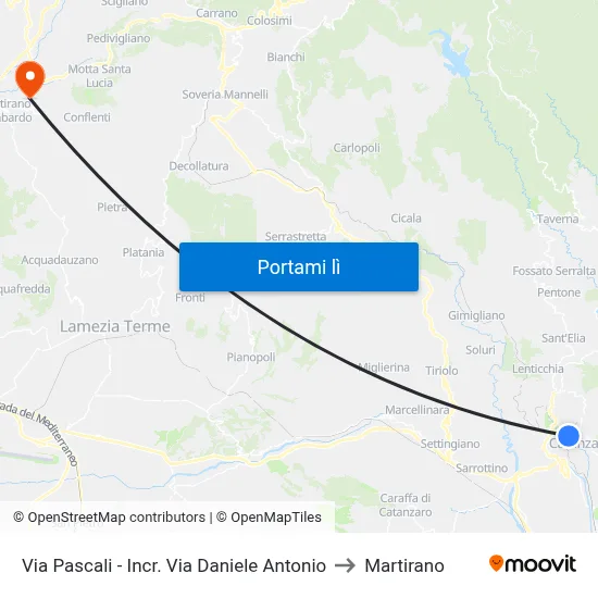 Via Pascali - Incr.  Via Daniele Antonio to Martirano map