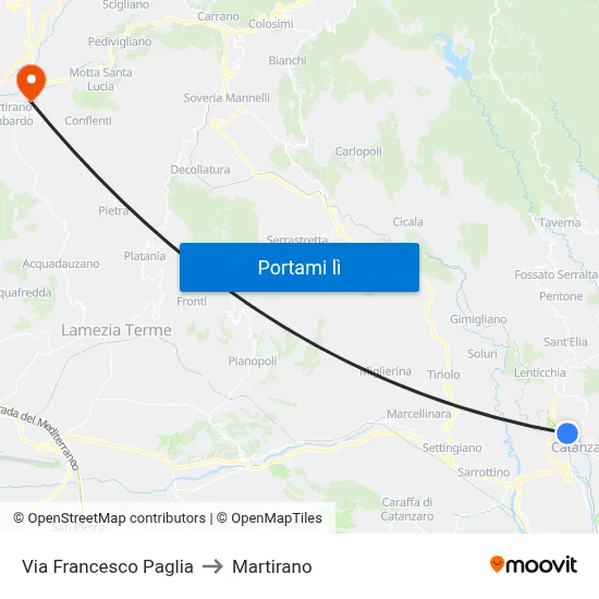 Via Francesco Paglia to Martirano map