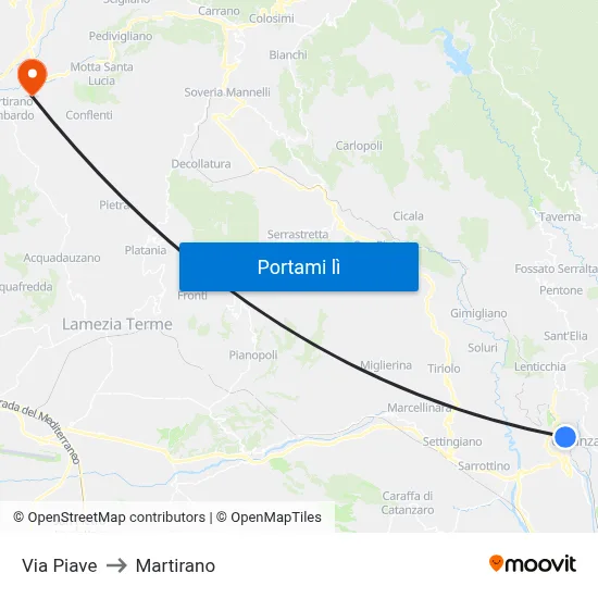 Via Piave to Martirano map