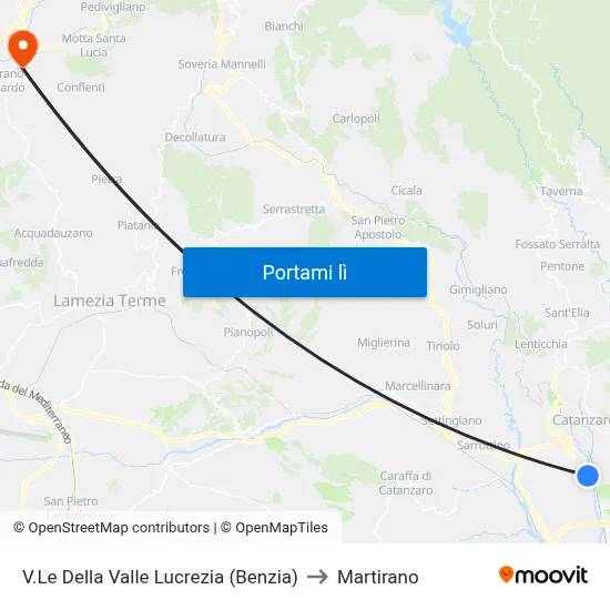 V.Le Della Valle Lucrezia (Benzia) to Martirano map