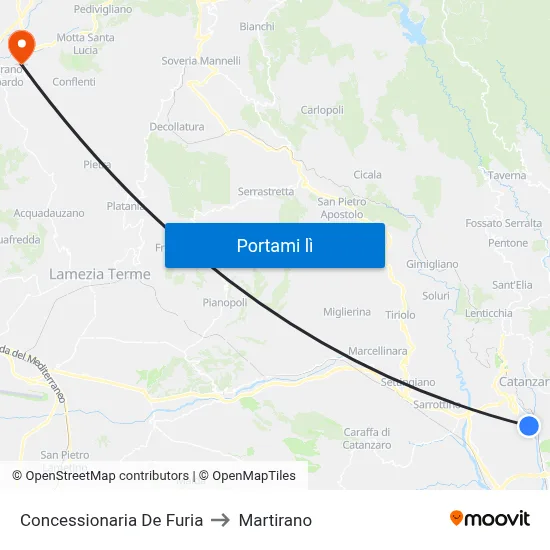 Concessionaria De Furia to Martirano map