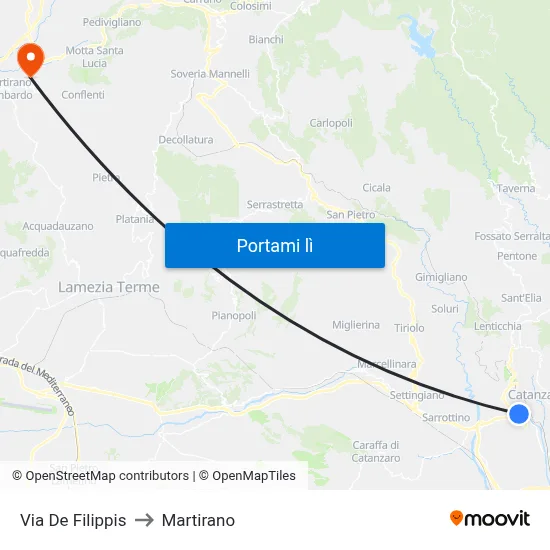 Via De Filippis to Martirano map