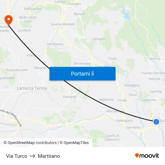 Via Turco to Martirano map