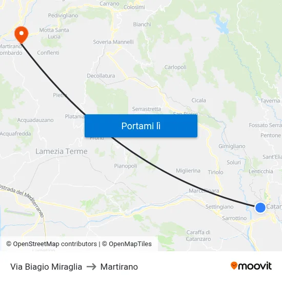 Via Biagio Miraglia to Martirano map