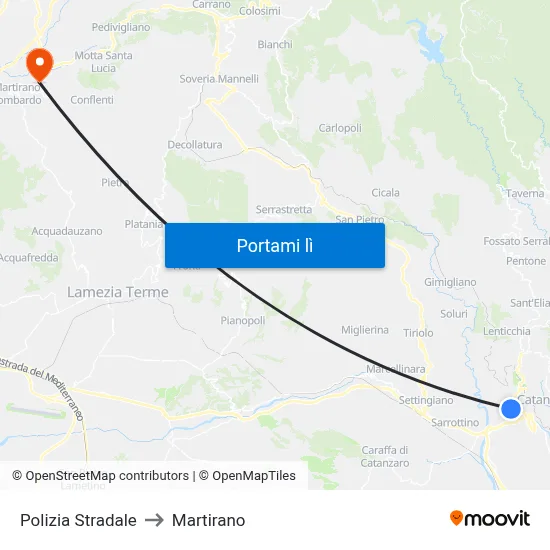 Polizia Stradale to Martirano map