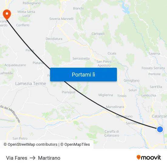 Via Fares to Martirano map
