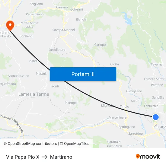 Via Papa Pio X to Martirano map