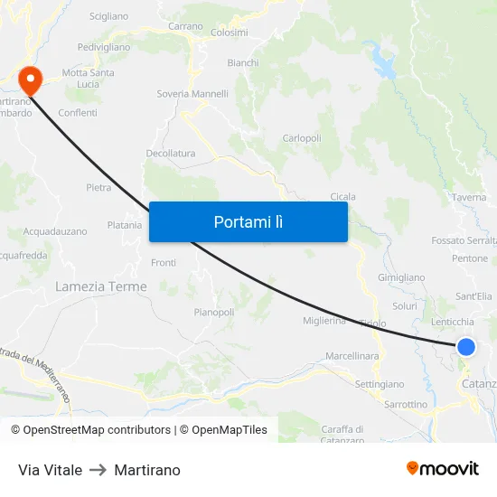Via Vitale to Martirano map