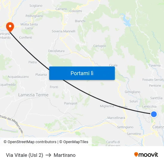 Via Vitale (Usl 2) to Martirano map