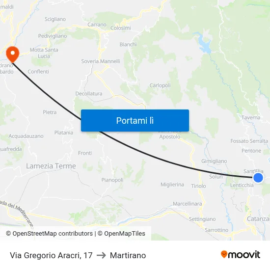 Via Gregorio Aracri, 17 to Martirano map