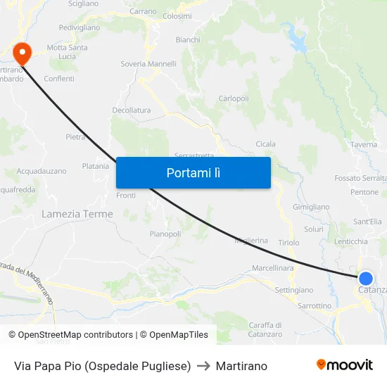 Via Papa Pio (Ospedale Pugliese) to Martirano map
