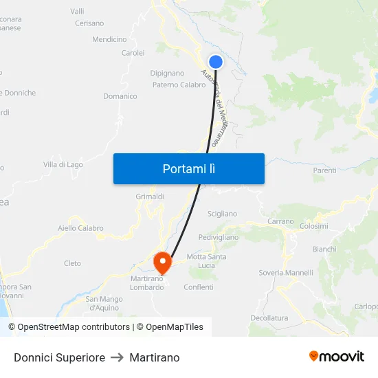 Donnici Superiore to Martirano map