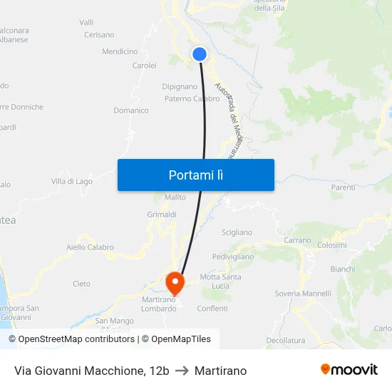 Via Giovanni Macchione, 12b to Martirano map