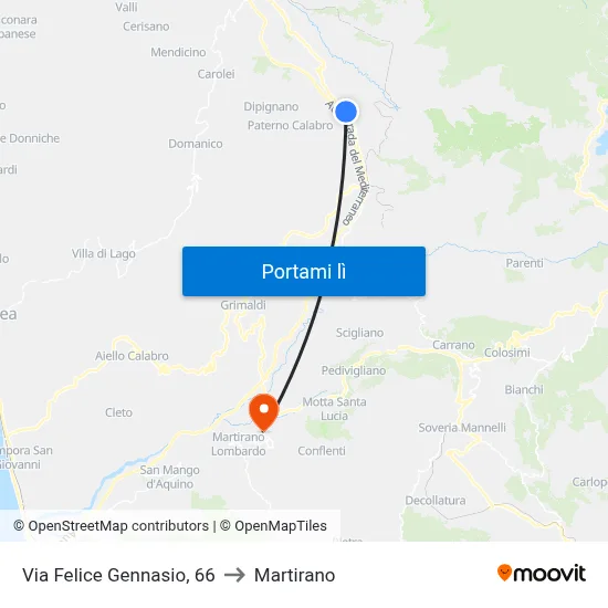 Via Felice Gennasio, 66 to Martirano map