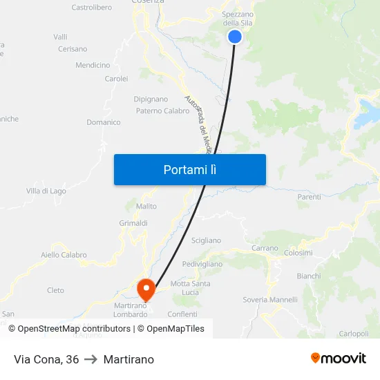 Via Cona, 36 to Martirano map