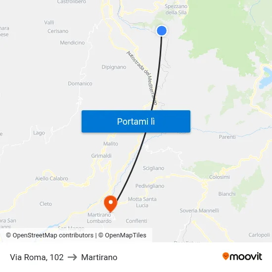 Via Roma, 102 to Martirano map