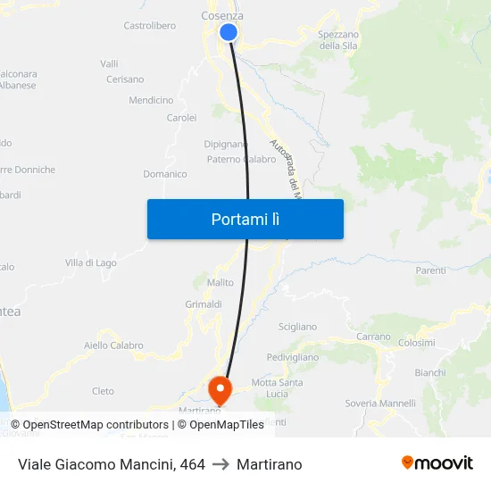 Viale Giacomo Mancini, 464 to Martirano map
