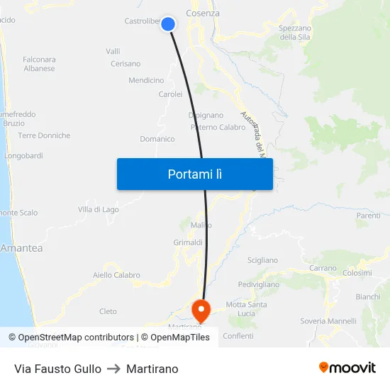 Via Fausto Gullo to Martirano map