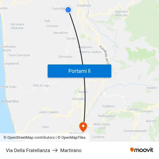 Via Della Fratellanza to Martirano map