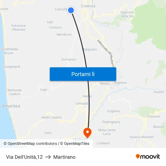Via Dell'Unità,12 to Martirano map