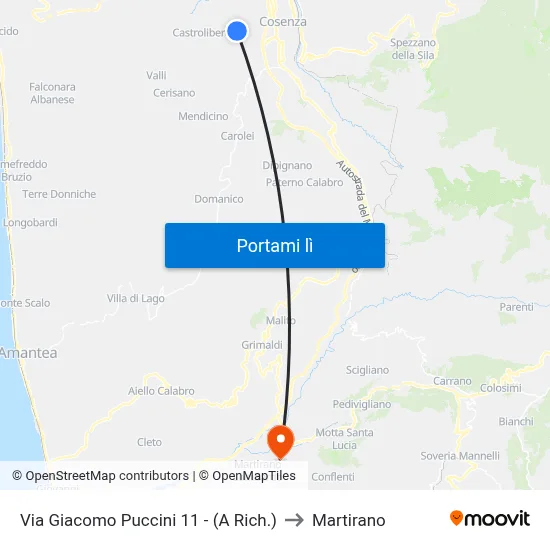 Via Giacomo Puccini 11 - (A Rich.) to Martirano map