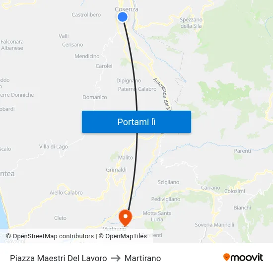 Piazza Maestri Del Lavoro to Martirano map