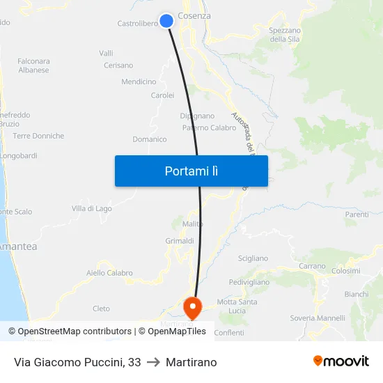 Via Giacomo Puccini, 33 to Martirano map