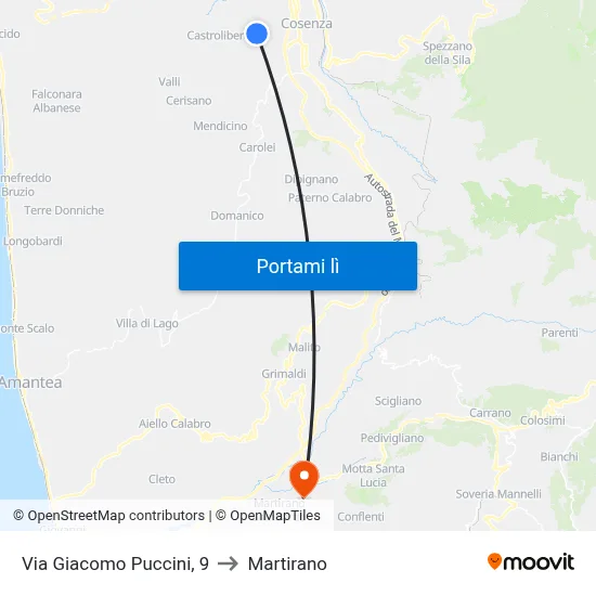 Via Giacomo Puccini, 9 to Martirano map