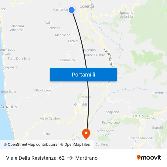 Viale Della Resistenza, 62 to Martirano map