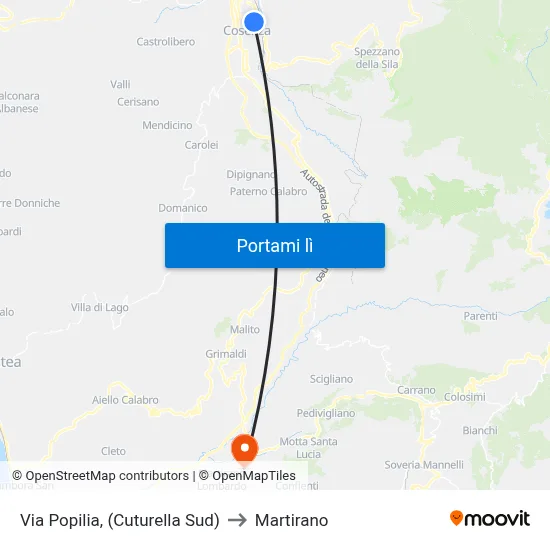 Via Popilia, (Cuturella Sud) to Martirano map