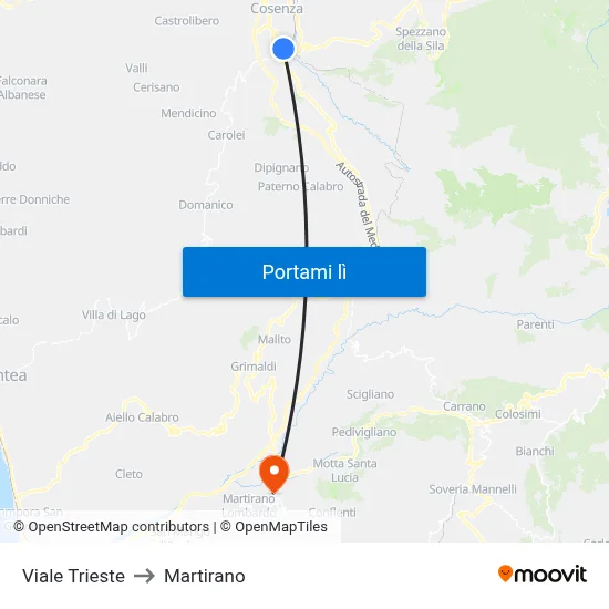 Viale Trieste to Martirano map