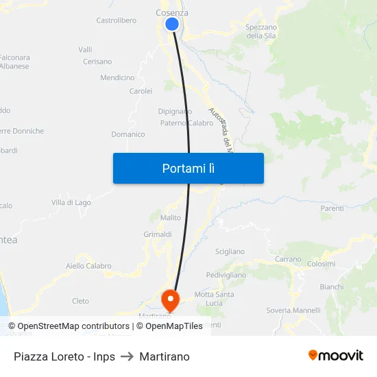 Piazza Loreto - Inps to Martirano map