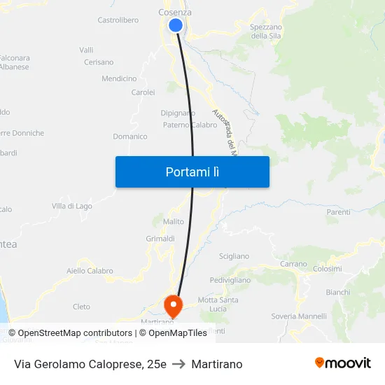 Via Gerolamo Caloprese, 25e to Martirano map