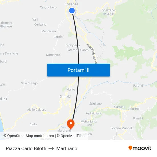 Piazza Carlo Bilotti to Martirano map