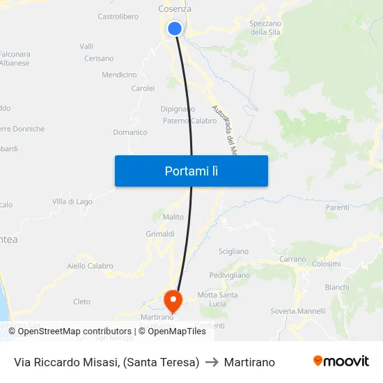 Via Riccardo Misasi, (Santa Teresa) to Martirano map