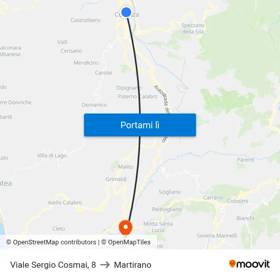 Viale Sergio Cosmai, 8 to Martirano map
