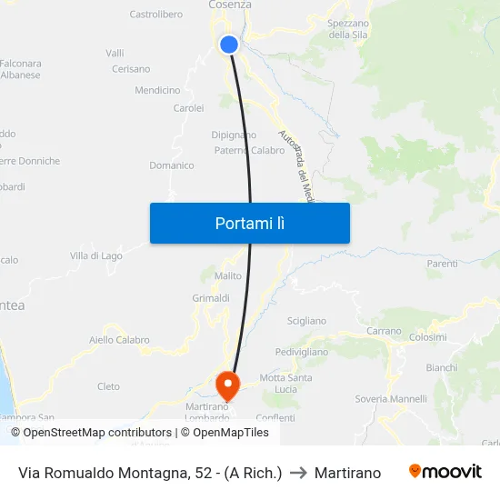 Via Romualdo Montagna, 52 - (A Rich.) to Martirano map