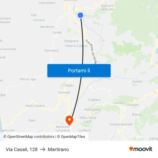 Via Casali, 128 to Martirano map