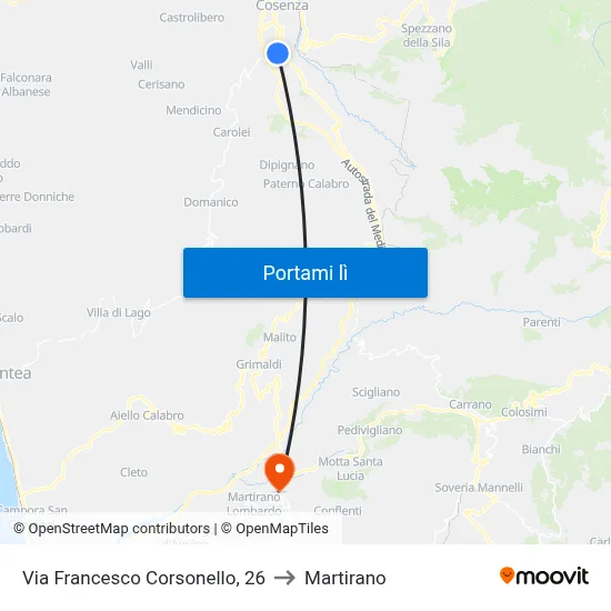 Via Francesco Corsonello, 26 to Martirano map