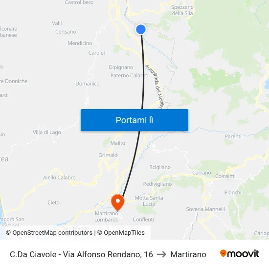 C.Da Ciavole - Via Alfonso Rendano, 16 to Martirano map