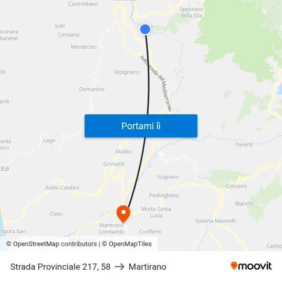 Strada Provinciale 217, 58 to Martirano map