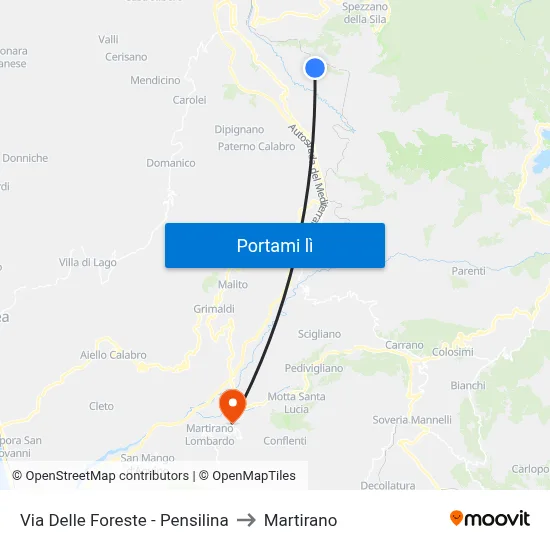 Via Delle Foreste - Pensilina to Martirano map