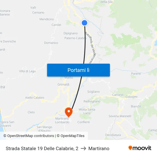 Strada Statale 19 Delle Calabrie, 2 to Martirano map