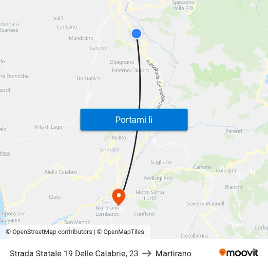 Strada Statale 19 Delle Calabrie, 23 to Martirano map