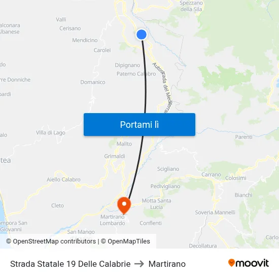 Strada Statale 19 Delle Calabrie to Martirano map