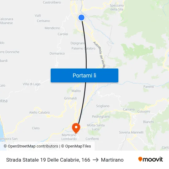 Strada Statale 19 Delle Calabrie, 166 to Martirano map