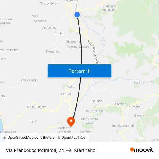 Via Francesco Petrarca, 24 to Martirano map
