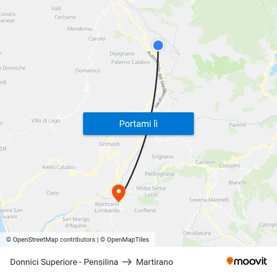Donnici Superiore - Pensilina to Martirano map