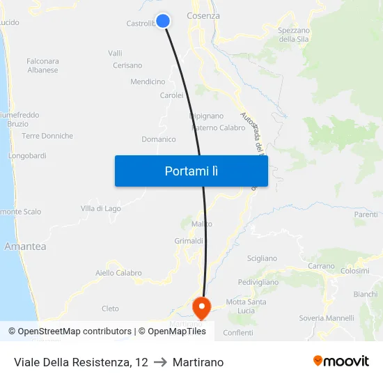 Viale Della Resistenza, 12 to Martirano map