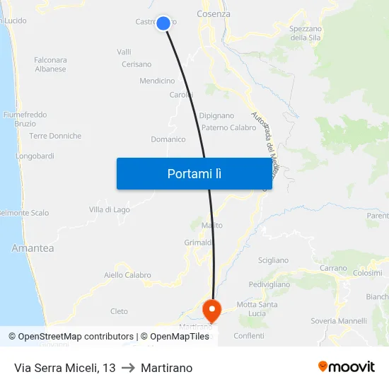 Via Serra Miceli, 13 to Martirano map